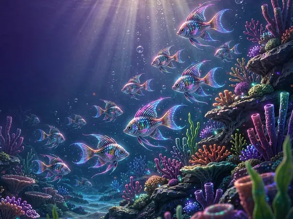eg777 + Colourful fish swimming around an underwater reef